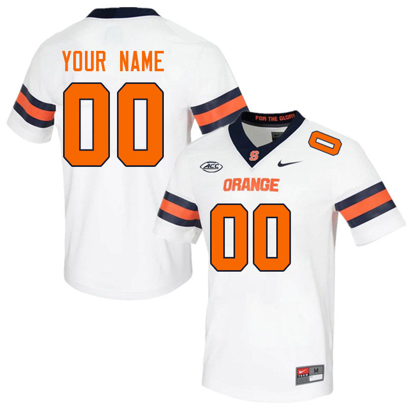 Custom Syracuse Orange Name And Number College Football Jersey Stitched-White - Click Image to Close